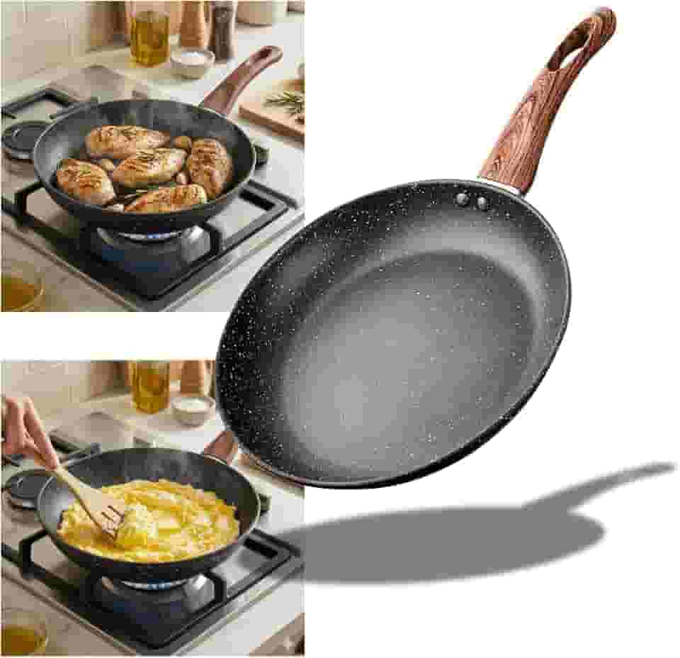 Frigideira Francesa 20cm 1L | De Alumínio Revestida em Cerâmic-flon com Fundo de Indução | Cabo Soft-Touch | PRETA