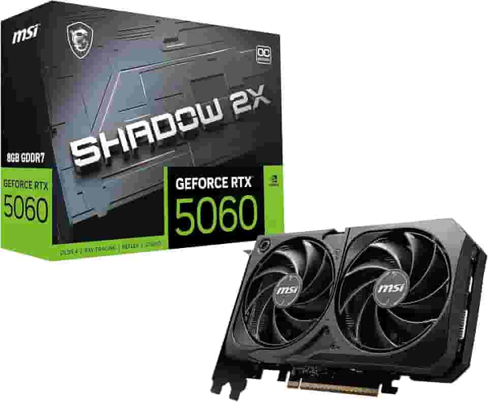 Placa de Video MSI RTX 5060 Shadow 2X OC, 8GB, GDDR7-912-V537-037