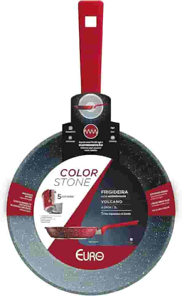 Euro Home - Frigideira 24 cm 2 l de Alumínio com Antiaderente Color Stone Volcano - ALU8303-VO