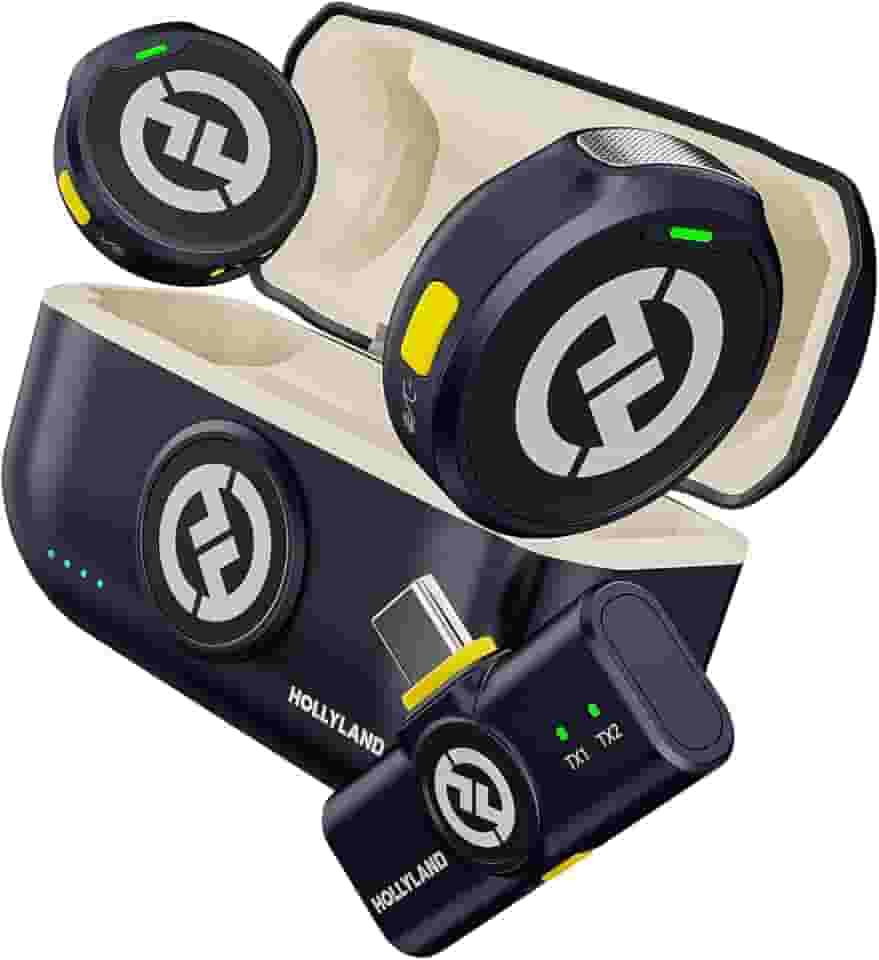 Hollyland Lark M2 Microfone Lapela Sem Fio, Compatível com Android, IPhone 15, Cancelamento de Ruído Inteligente, Transmissão Sem Fio de 300M, 30 H Duração de Bateria, Ideal para Vlog-Preto