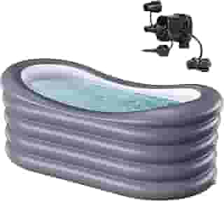 BINYUAN Banheira inflável para adultos - Banheira de hidromassagem dobrável portátil com bomba elétrica, design de banho quente e gelo, dobrável para 1-2 pessoas, PVC durável - fácil de inflar