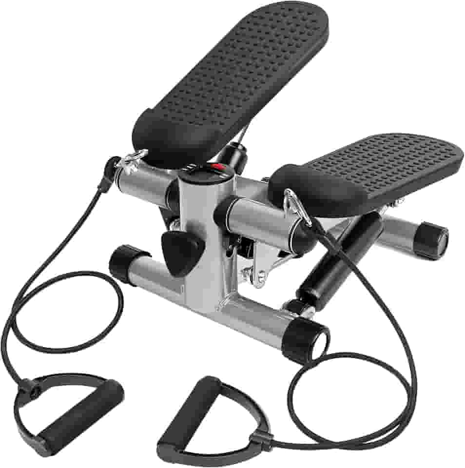 Mini Stepper com Elásticos de Resistência – Exercício Aeróbico e Musculação – Compacto e Silencioso