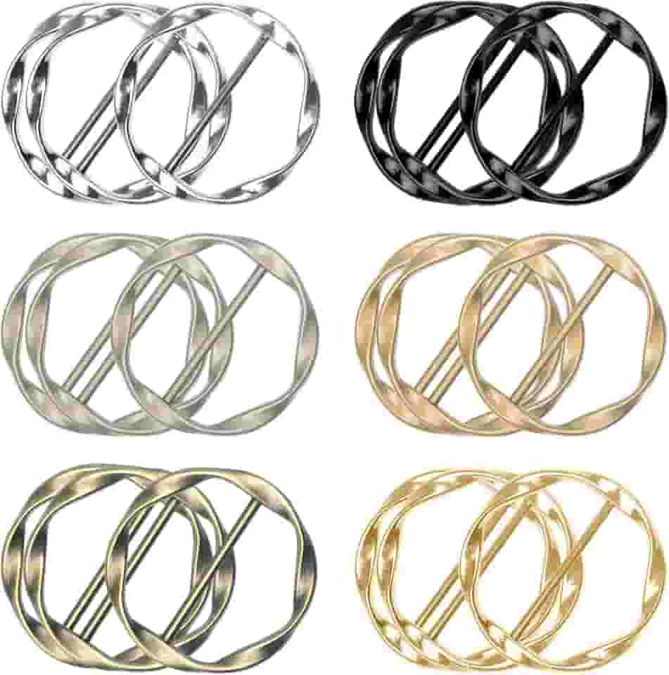 18 peças de clipes de gravata para camisa, para mulheres, cachecol de seda, anel, fivela, anel, clipe de metal, redondo, clipe para roupas