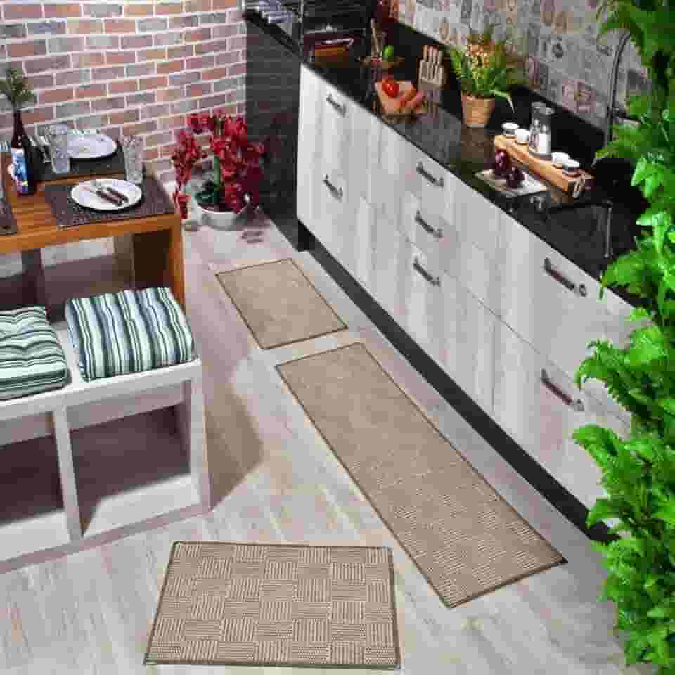 Kits Passadeira Cozinha 3 Tapetes Sisal Antiderrapante KS68