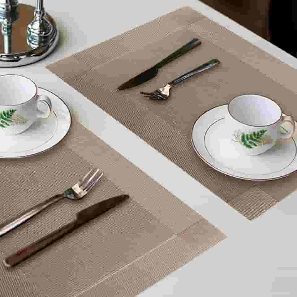 Kit 6 Peças Jogo Americano Retangular - Sousplat para Mesa Posta - Jogo Americano Elegante para Jantar, Almoço e Café - Lavável e Resistente - Shop100 (Marrom Claro)