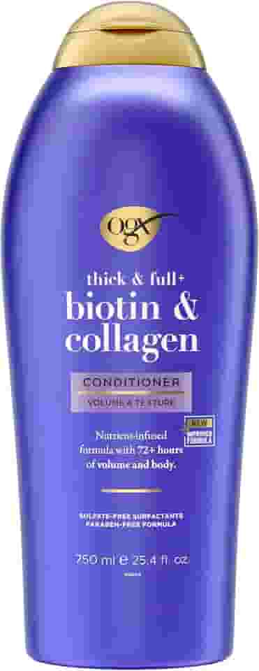 OGX Grosso e Completo + Biotina e Condicionador de Colágeno, Tamanho do Salão, 25,4 Fl Oz