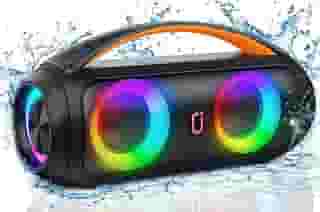 JYX Caixa de Som Bluetooth Portátil, Boombox Potente com Subwoofer, Som Alto e Graves Fortes, IP65 à Prova d’Água, para Festas, Praia e Acampamentos, Compatível com BT/TWS/USB/TF/AUX, Controle Remoto