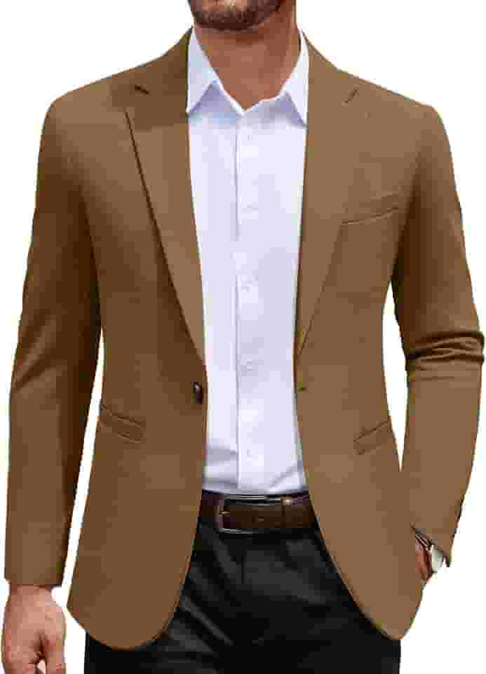 Blazer masculino casual com um botão, casaco esportivo de malha leve