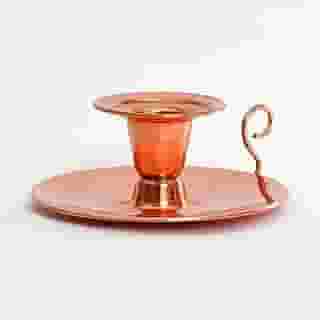 Castiçal de Cobre Puro Artesanal, 4 cm Altura, 9 cm Diâmetro