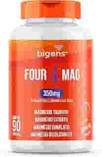 Four Mag, 4 Magnésio (taurato, citrato, dimalato, bisglicinato), 350mg de Magnésio Elementar, 90 Cápsulas, Bigens