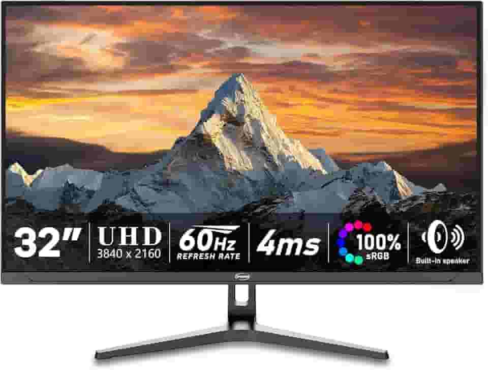 Monitor de computador 4K de 32 polegadas, monitor de jogos UHD de 60 Hz, painel VA, HDR, DCI-P3 86%, 100% sRGB, cuidados com os olhos, Freesync, HDMI/DP e alto-falante embutido, VESA 75 x 75