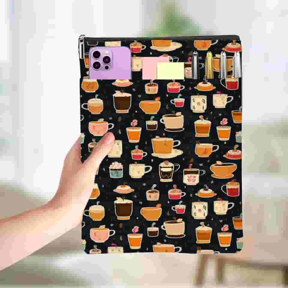 Bolo de café impresso para amantes de livros presentes, capa de livro à prova d'água para livros com bolso frontal com zíper acessórios para livros presentes para mulheres leitoras Natal formatura