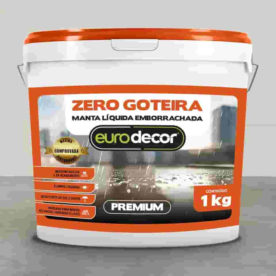 Manta Liquida Emborrachada Premium Euro Decor Zero Goteira 1KG Contra Fissuras Trincas Infiltrações (Telha)