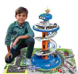Pista de Carrinhos Infantil Brinquedo Corrida Posto Com Luz e Som (Azul)