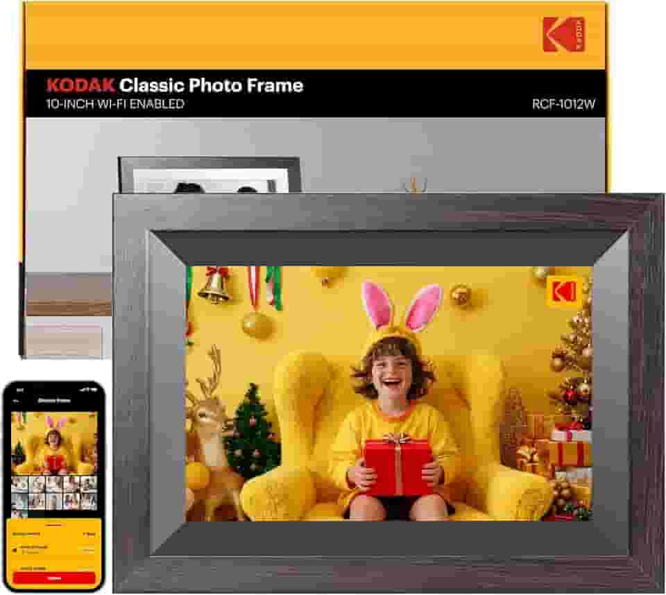 KODAK - Moldura digital WiFi de 10,1 polegadas com armazenamento de 32 GB, moldura eletrônica digital inteligente com tela sensível ao toque de 1280 x 800 IPS, rotação automática, compartilhamento