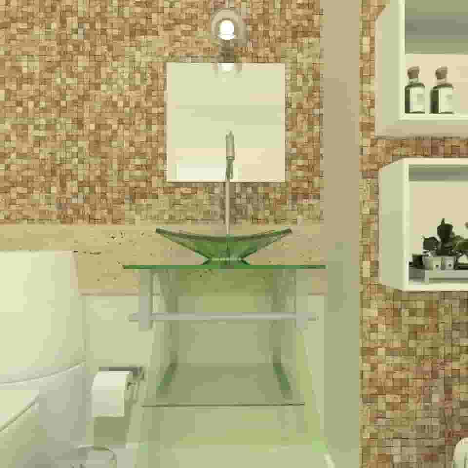 GABINETE DE VIDRO PARA BANHEIRO 40CM AC CUBA QUADRADA INCOLOR