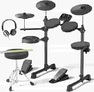 AODSK Conjunto de bateria elétrica, UAED-400, kit de bateria eletrônica júnior para crianças iniciantes com 150 sons, tamborete, baquetas e fones de ouvido