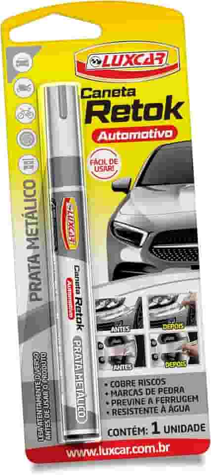 Luxcar - Caneta Retok Automotivo Tira Riscos - Cor Prata Metálico