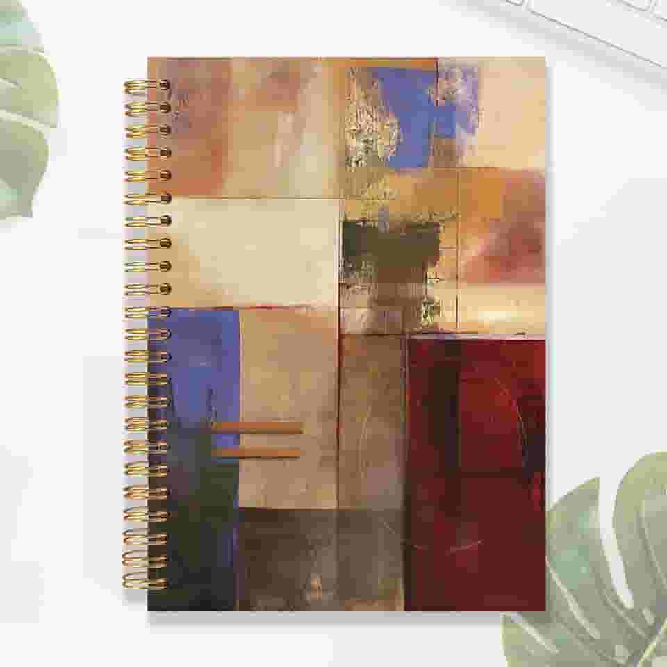 Abstract Yellow and Gray Notebook Journal, Mid Century Modern Artistic Notebook, Minimalist Contemporary Journaling, Spiral Notebook 5.5x8.3