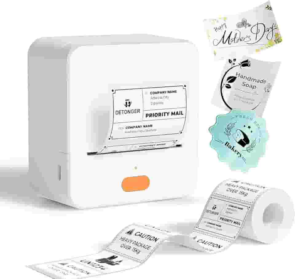 Máquina de etiquetar com fita P1 impressora térmica de 5 cm portátil Bluetooth para envio de etiquetas, máquina de etiquetagem, casa, escritório, escola, uso comercial, recarregável, branco