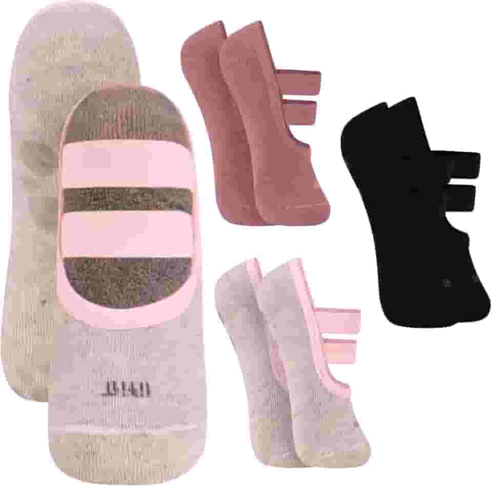 Kit 03 Pares de Meia Sapatilha Antiderrapante Pilates Trifil Com Dupla Faixa Tensora e Sustentação