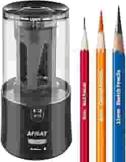 AFMAT Apontador de lápis elétrico para artista, ponta super longa de 8-17 mm, parada automática e afiação rápida, apontador de lápis de ponta longa, apontador de lápis de artista Plug in para lápis de