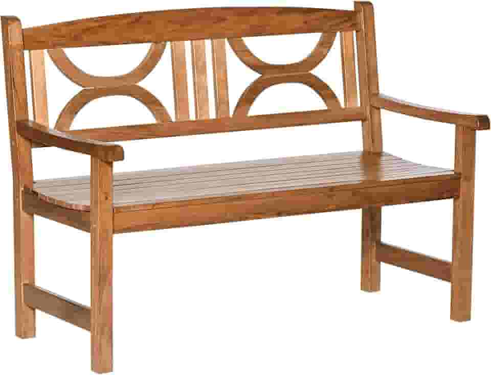 Outsunny Banco de madeira maciça exterior de 2 lugares, 123 x 61 x 89,5 cm, banco de jardim com encosto decorativo e apoio de braços para terraço, varanda, pátio, carga 250 kg natural