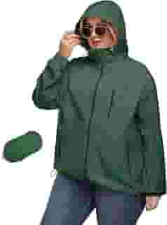 Casaco de chuva feminino plus size com capuz, impermeável, leve, embalável, para uso externo, GG-5GG