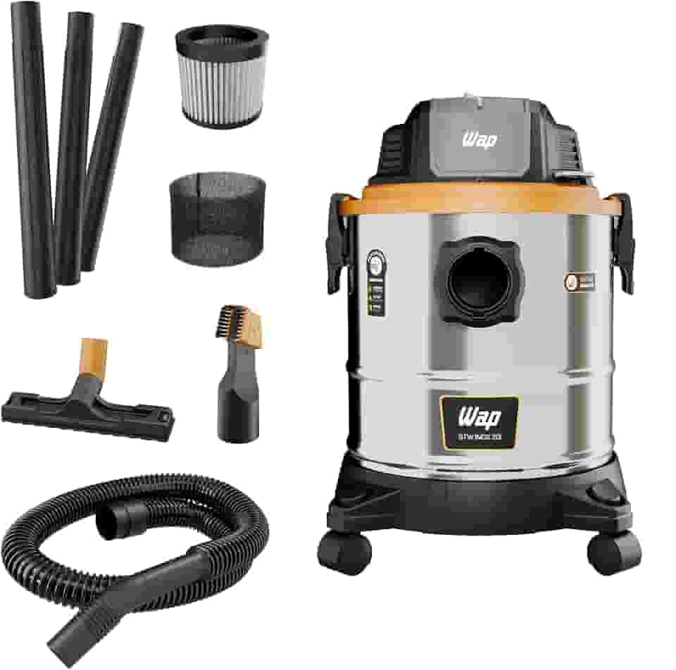 WAP Aspirador de Pó e Água GTW INOX 20i, Compacto, 20 Litros, com Soprador e Filtro Lavável, 170mbar 1900W 127V