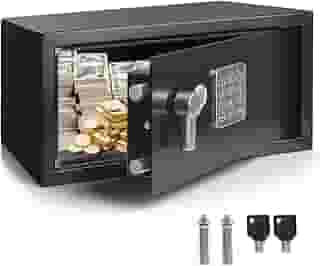 Kerdele Cofre Digital com Teclado Eletrônico, Cofre Eletrônico Digital, Cofre de Documentos para Laptop, 35 cm P x 42 cm L x 20 cm A (Preto)