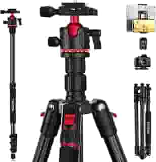 Tripé para câmera, tripés DSLR leves para viagens ao ar livre, tripé/monopé de alumínio, cabeça esférica de 360° removível, tripé para iPhone, iPad, DSLR, tablet com bolsa de transporte