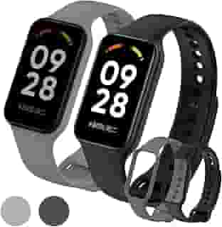 kIT 2 Pulseira Compativel Para MI Band 8 Active Preto e Cinza Chumbo Bracelete em Silicone TPU Regulavel Macia Confortavel