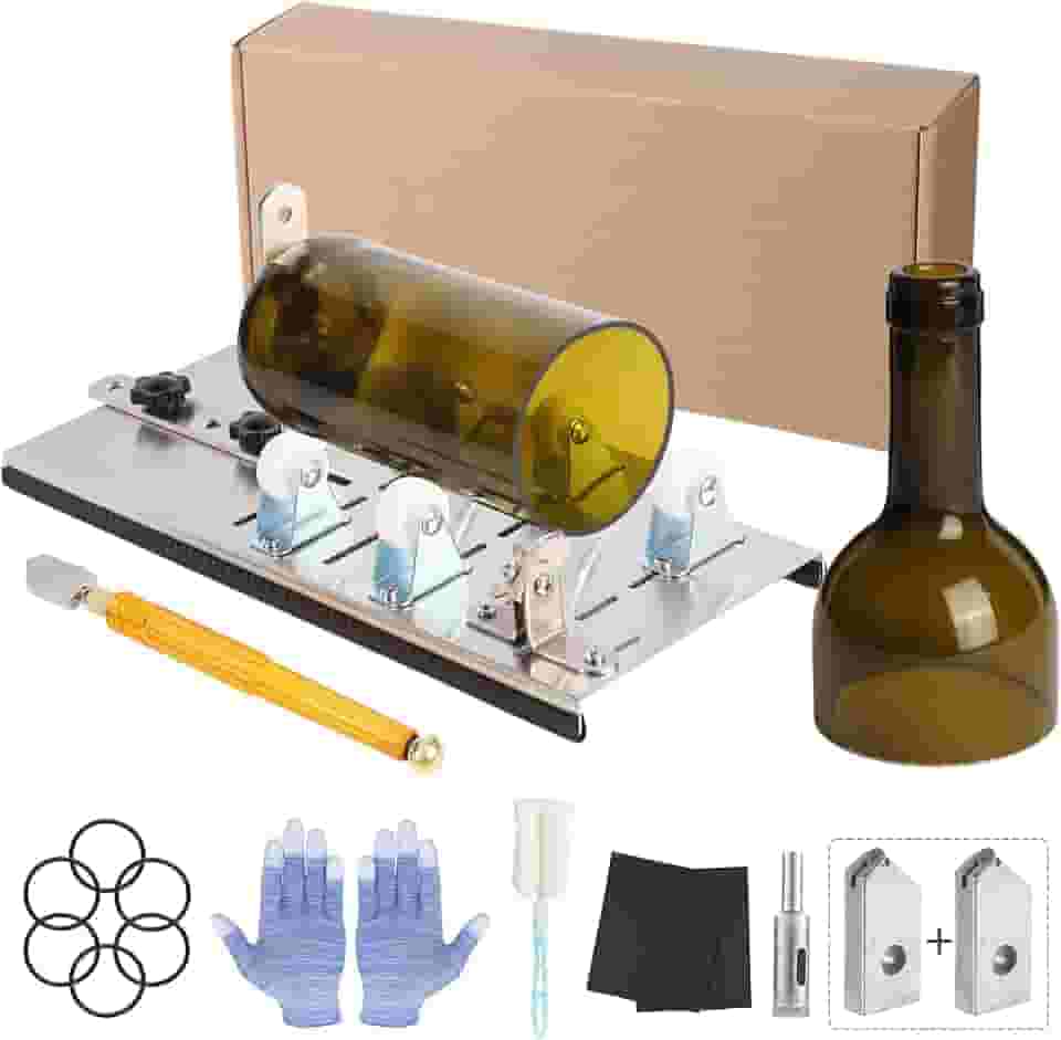 Cortador de garrafa de vidro, kit de ferramentas de cortador de vidro para garrafas redondas, cortador de garrafas, máquina DIY para cortar vinho, cerveja, uísque, champanhe e refrigerante