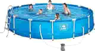 Piscina 13.000 litros com armação + escada 91cm + cobertura 4.5m + lona 4.8m + filtro 110v