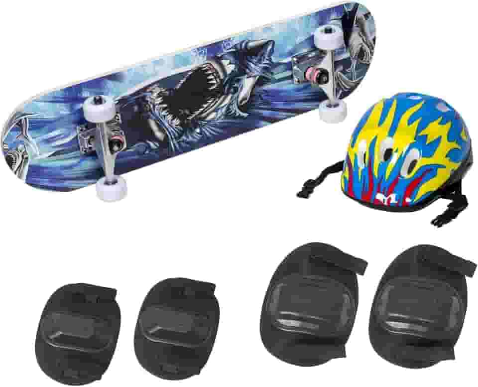 Skate Infantil Radical Iniciante 70 CM Tubarão Azul BH Store