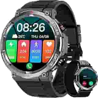 Smartwatch Militar Masculino,Relógio Inteligente com Chamadas,Tela HD de 1.39',2 Alças,100+ Modos Esportivos,Resistente à Água e Compatível com iOS e Android