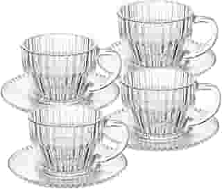 WOLFF - Conjunto 4 Xícaras de Chá de Cristal com Fio de Ouro Imperatriz 220ml