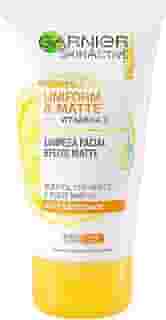 Garnier Uniform & Matte Sabonete Limpeza Facial Vitamina C Antioleosidade, Limpa Profundamente, Remove Oleosidade e Maquiagem, Efeito Matte, Reduz Marcas, 120g