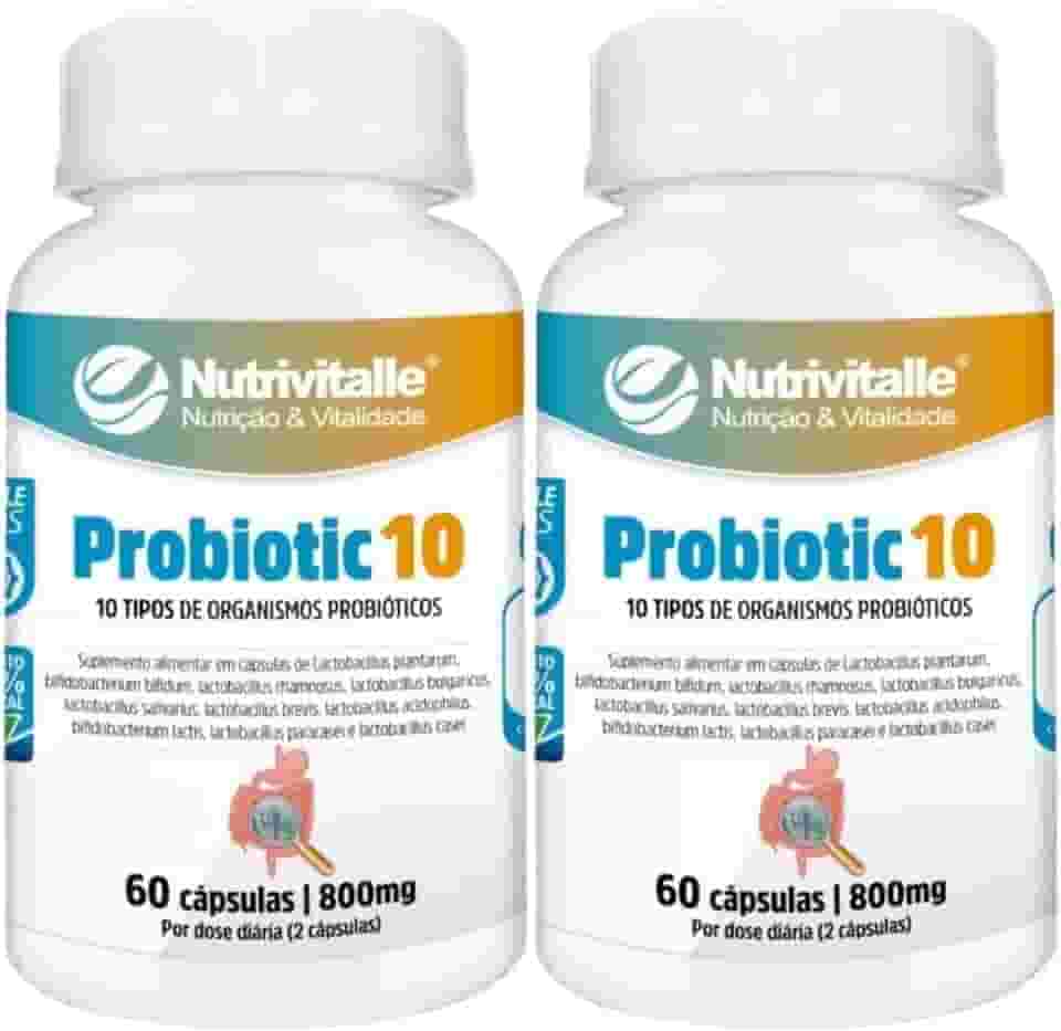 Probiotic 10 800 mg 60 Cápsulas Nutrivitalle Kit 2 Unidades