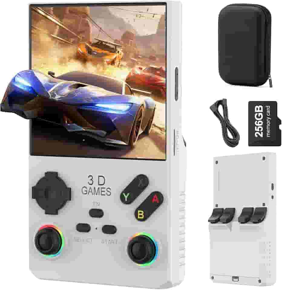 FVBADE 【35000 in 1 V40 PRO Handheld Game Console 3.5 inch IPS Screen Mini Retro Console 3800mAh Portable Pocket Arcade 45+ Mainstream Emulator 256G TF Card Transparent(White)