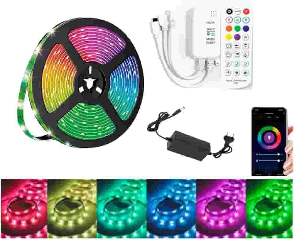 Smart Fita de LED 5050 5 METROS BLUETOOTH Ritmica Musical para decoração de SANCA Quarto TV