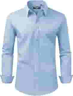 Camisa social masculina, caimento regular, elástica, proteção contra manchas, manga comprida, lisa, para casamentos, camisas de botão