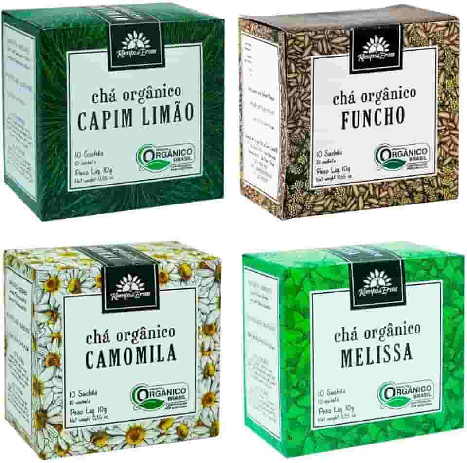 Kampo De Ervas, Kit Chá Melissa Capim Funcho Camomila 10 sachês cada Kampo