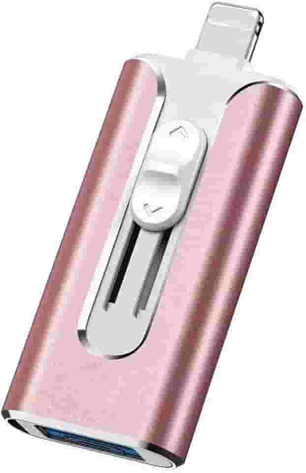Pen Drive de 128 GB para iPhone, pen drives, pen drive USB de alta velocidade para fotos e vídeos, armazenamento externo para iPhone/iPad/Android/laptop