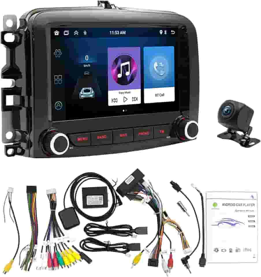 Central Multimídia Fiat 500L 2013-2019 - Android 13, Tela Touch 7", 2GB + 32GB, Bluetooth 5.1, CarPlay & Android Auto - Som Automotivo com Câmera de Ré e Controle no Volante