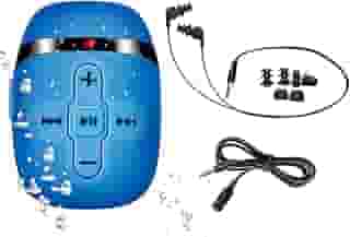 Sewobye Leitor de MP3 à prova d'água para natação, fones de ouvido à prova d'água com cabo curto, mp3 à prova d'água para natação debaixo d'água de 3 metros, recurso aleatório (azul)