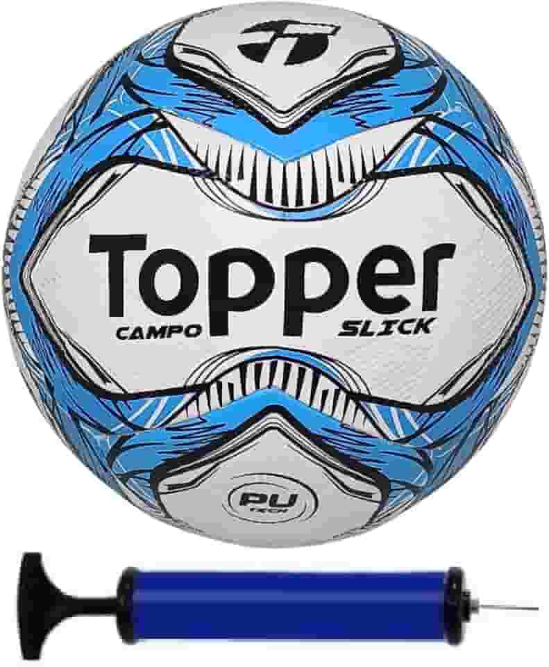Bola Campo Topper Slick Azul + Bomba De Ar