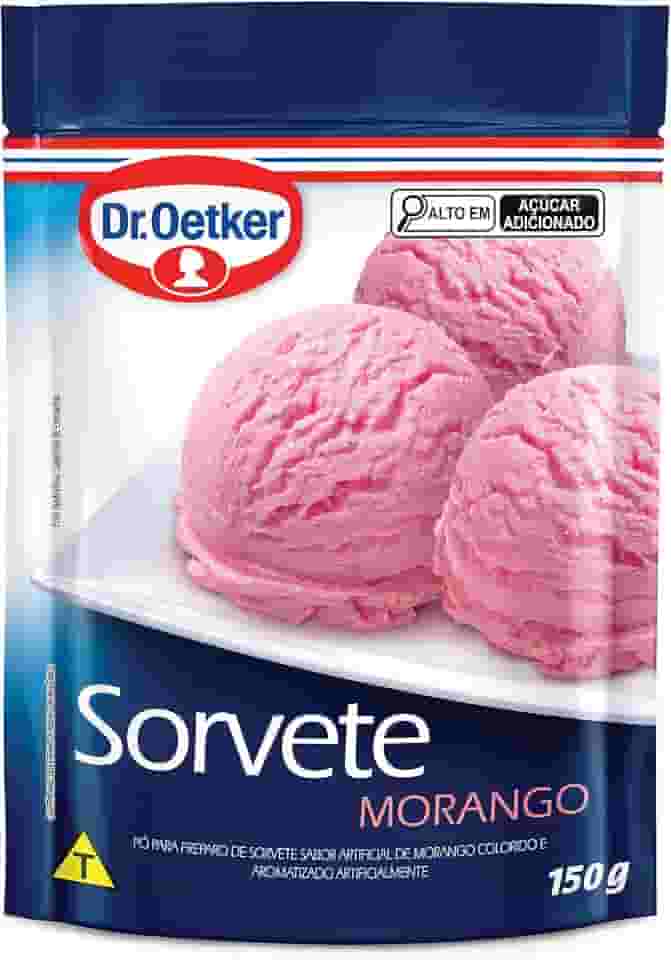 Dr. Oetker Sorvete Sabor Morango, Pó para Preparo de Sobremesa, Consistência Cremosa e Sabor Delicioso, 150g