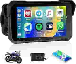 GOHHDL Tela Carplay Para Motocicleta, Carplay Portátil Sem Fio/Android Auto Para Motocicleta, Rádio Portátil Ips À Prova D'Água De 5 Polegadas Com Tela Gps Para Motocicleta Com Bluetooth, Porta Tf