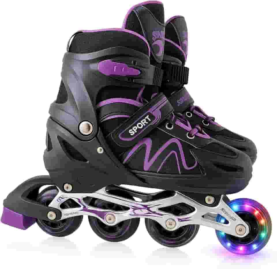 Patins Roller Inline 4 Rodas Skates Ajustavél com Rodas Iluminadas Jovens e Adultos, Para iniciantes, Adequado para uso Interno e Externo Roller Quad